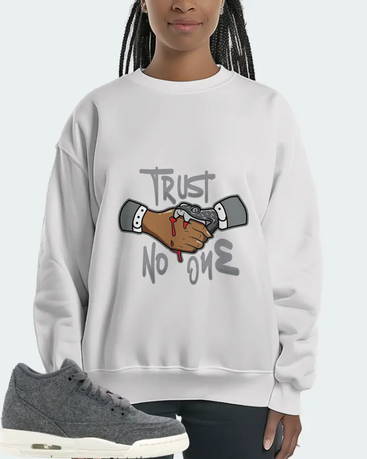 Jordan 3 Retro Sneaker Matching White Sweatshirt (Trust No One) - View 3
