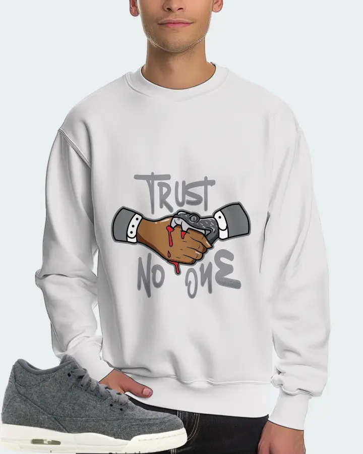 Jordan 3 Retro Sneaker Matching White Sweatshirt (Trust No One) - View 4