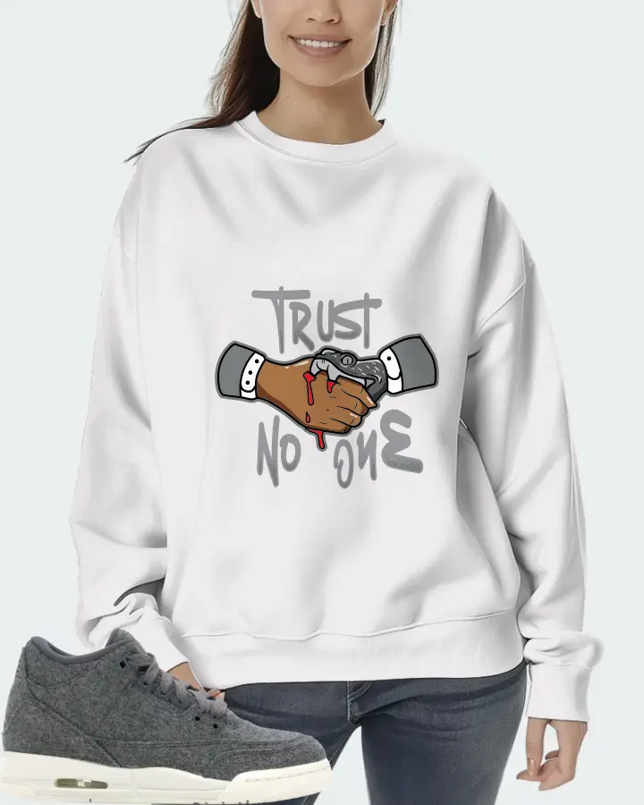Jordan 3 Retro Sneaker Matching White Sweatshirt (Trust No One) - View 5