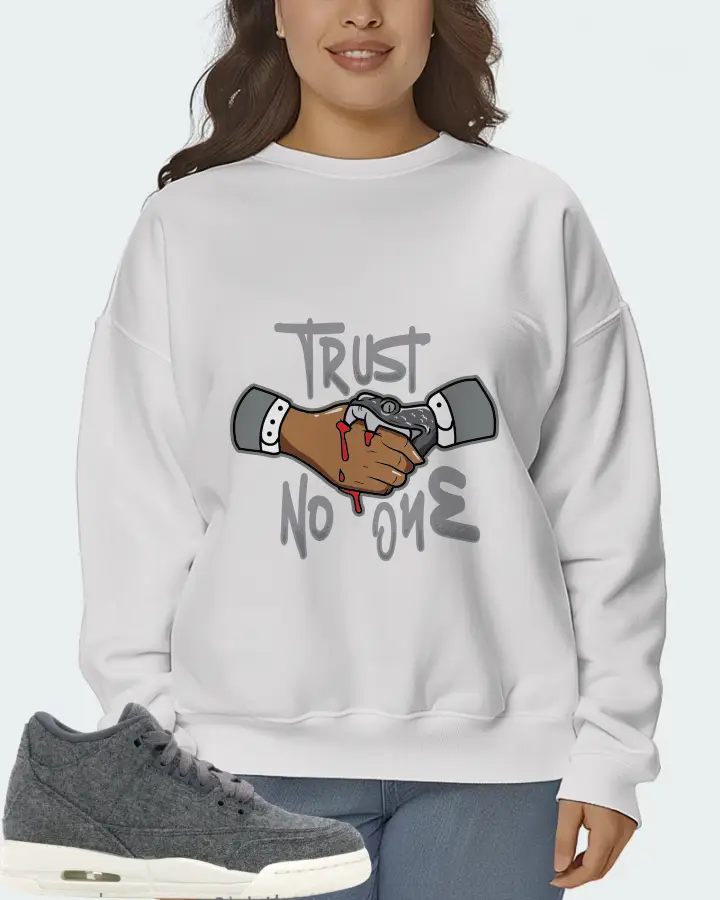 Jordan 3 Retro Sneaker Matching White Sweatshirt (Trust No One) - View 7