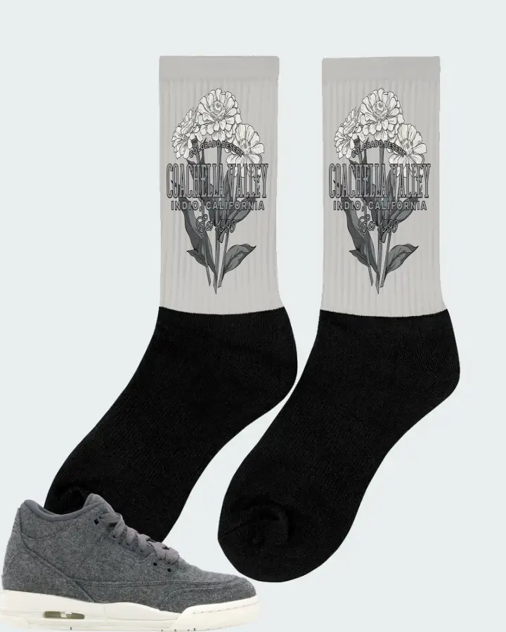 Jordan 3 Retro Sneaker Matching Grey Socks (Coachella Valley) - View 3