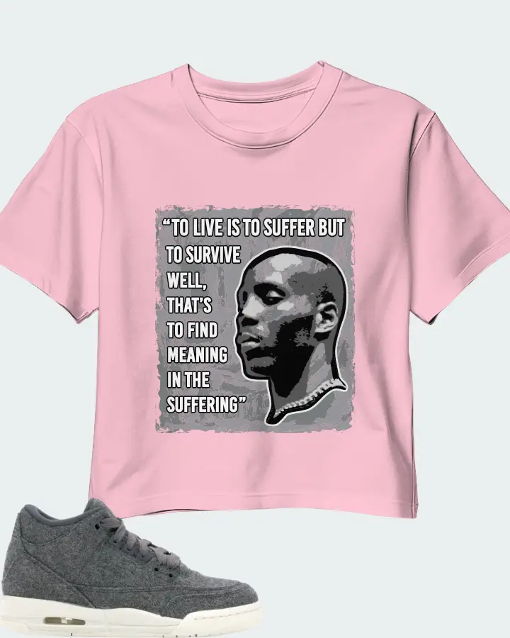Jordan 3 Retro Sneaker Matching Pink Crop Top - DMX Suffer Quote