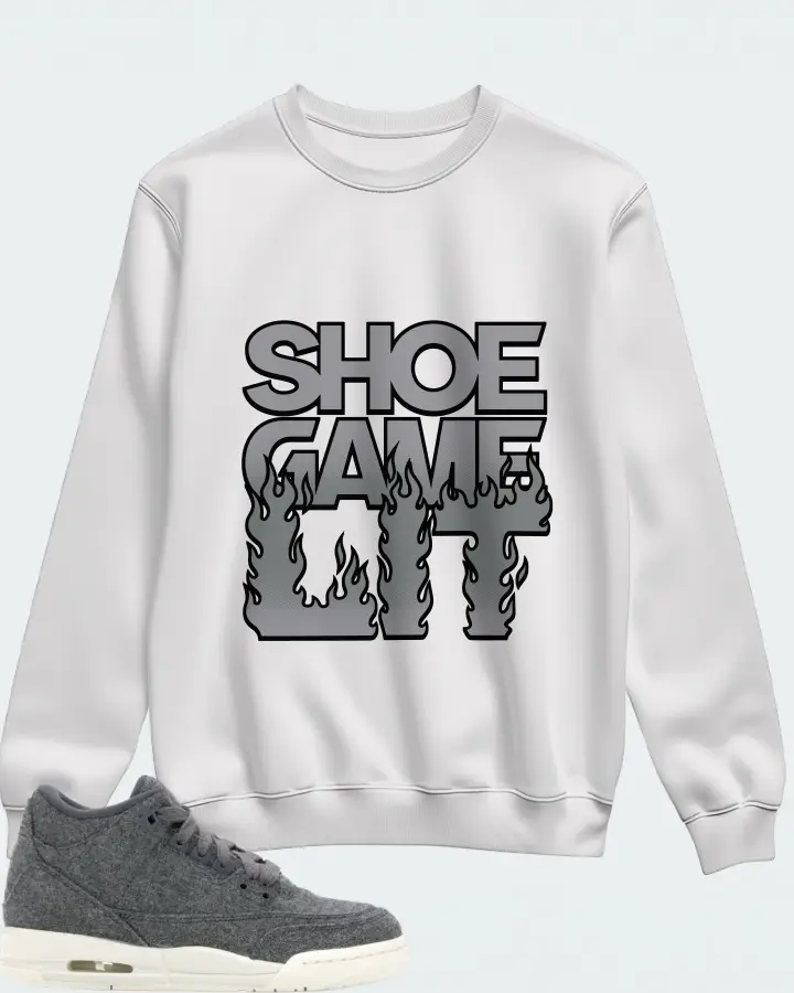 Jordan 3 Retro Sneaker Matching White Sweatshirt - Shoe Game Lit Refreshed