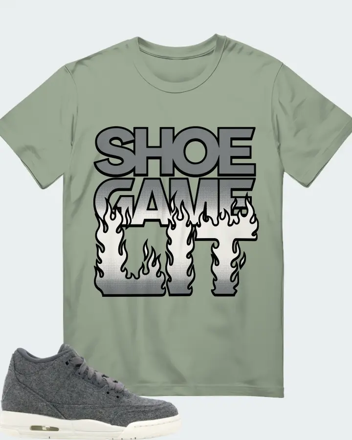 Jordan 3 Retro Sneaker Matching Sage T-Shirt - Shoe Game Lit Refreshed