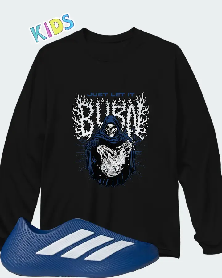 adidas Purechill Runner Royal Blue White Matching Kid's Long Sleeve T-Shirt