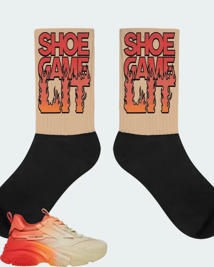 Steve Madden Multi Orange Sneaker Matching Cream Socks - Shoe Game Lit Refreshed