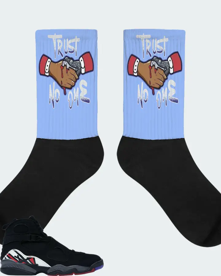Jordan 8 Retro Sneaker Matching Carolina Blue Socks - Trust No One
