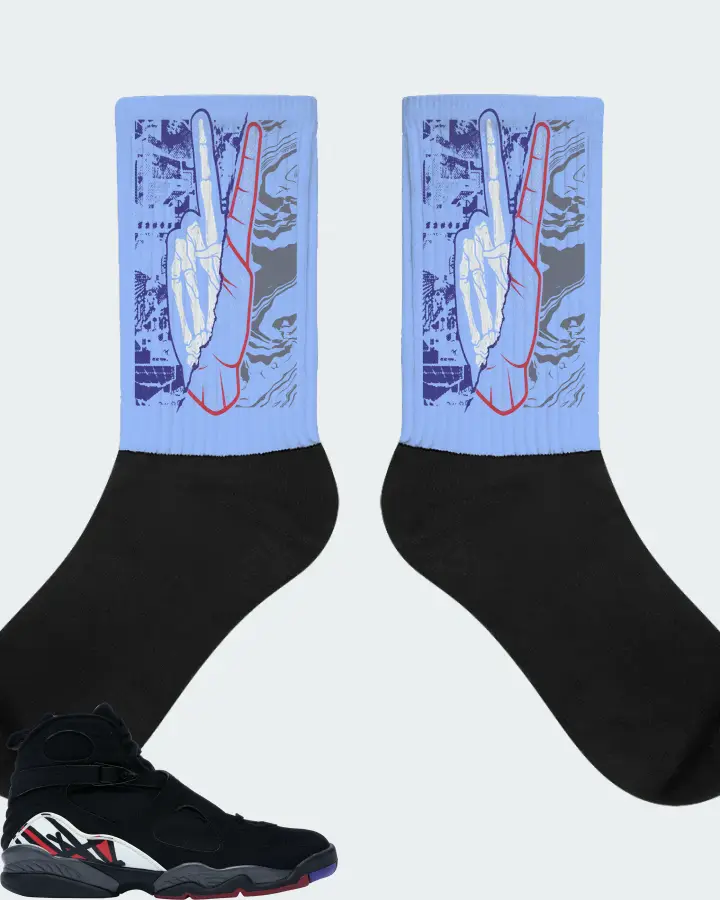 Jordan 8 Retro Sneaker Matching Carolina Blue Socks - Peace of mind