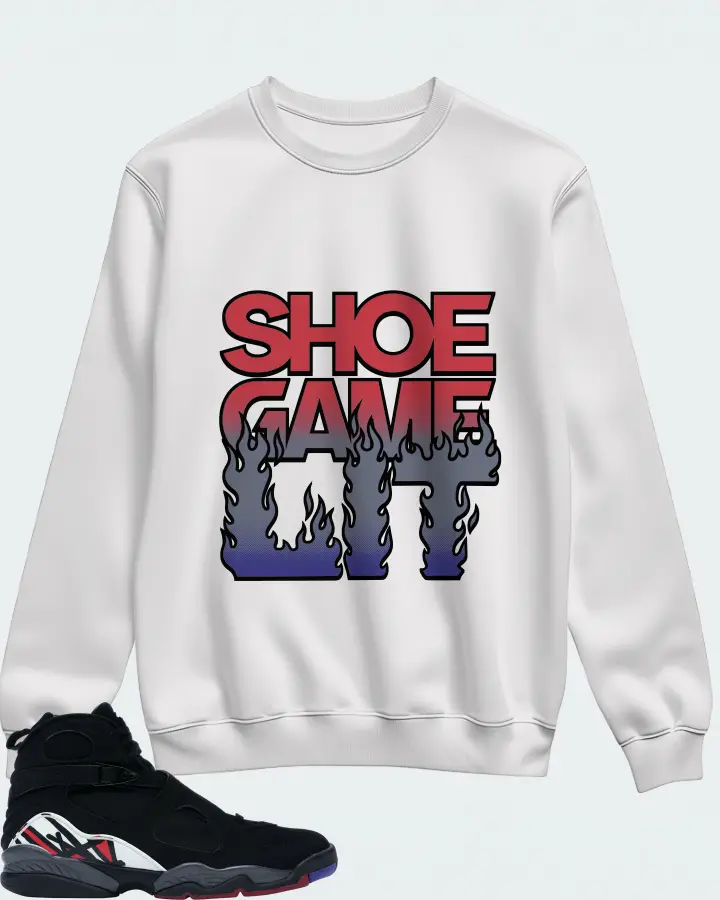 Jordan 8 Retro Sneaker Matching White Sweatshirt - Shoe Game Lit Refreshed