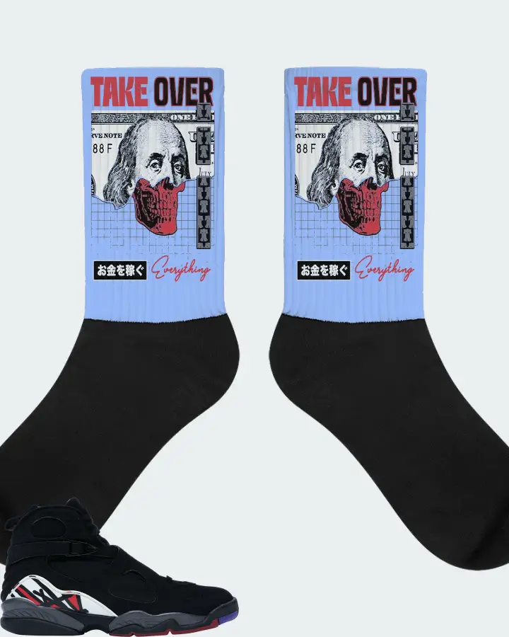 Jordan 8 Retro Sneaker Matching Carolina Blue Socks - Take Over