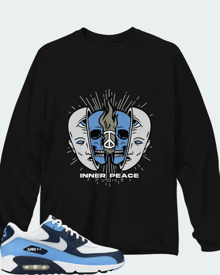 Nike Air Max 90 UNC White University Blue Matching Long Sleeve T-Shirt
