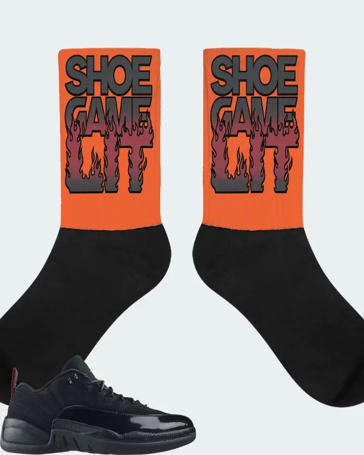 Jordan 12 Retro Low Sneaker Matching Orange Socks - Shoe Game Lit Refreshed