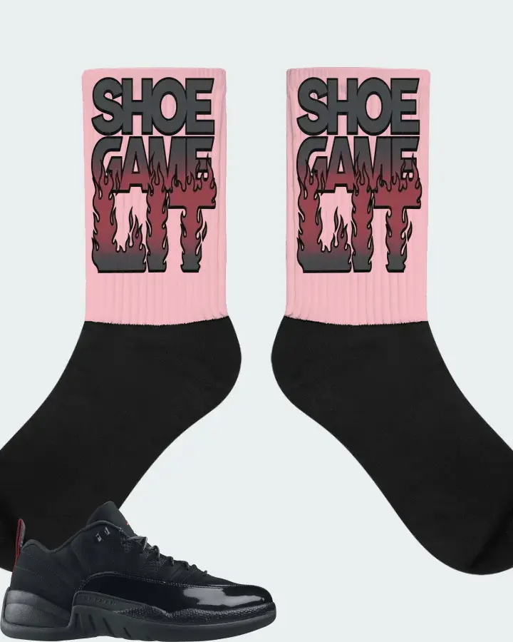 Jordan 12 Retro Low Sneaker Matching Pink Socks - Shoe Game Lit Refreshed