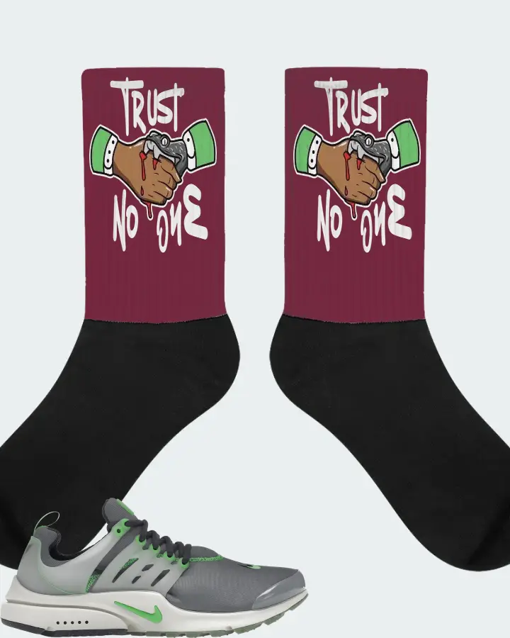 Nike Air Presto PRM Sneaker Matching Maroon Socks - Trust No One