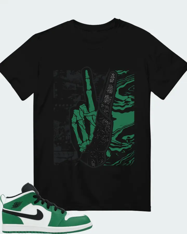 Jordan 1 Mid SE  Sneaker Matching Black T-Shirt - Peace of mind