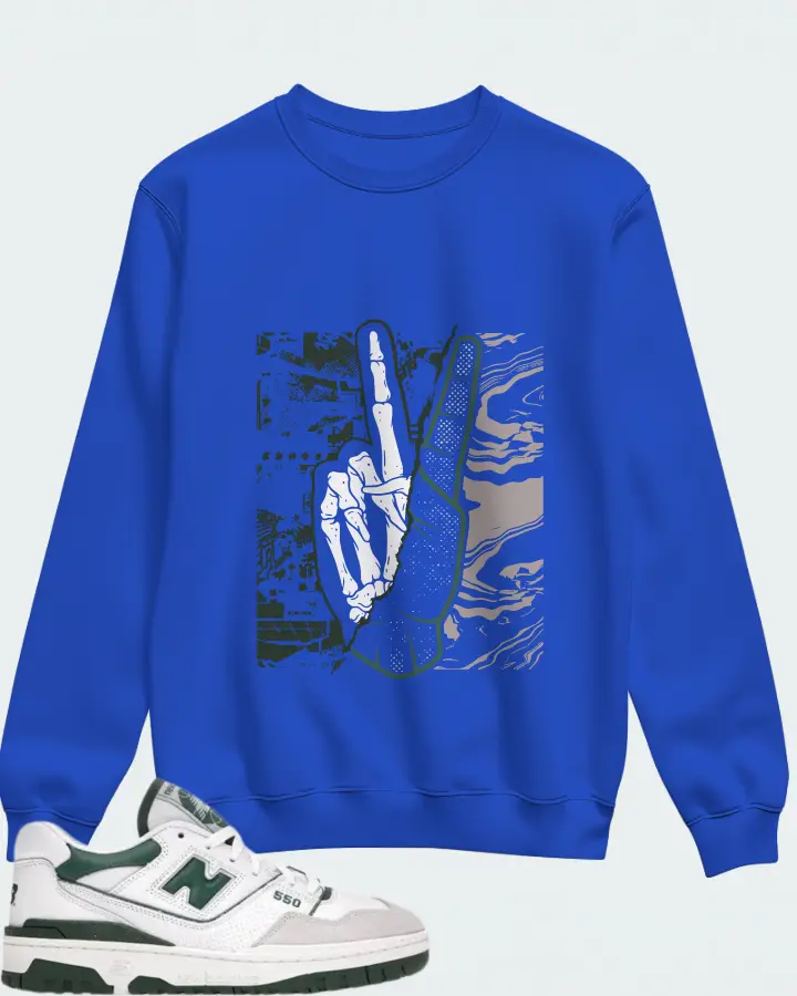 New Balance 550 Sneaker Matching Royal Blue Sweatshirt - Peace of mind
