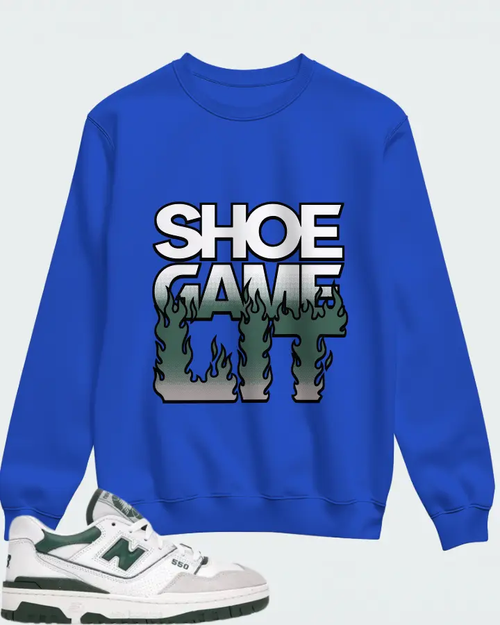 New Balance 550 Sneaker Matching Royal Blue Sweatshirt - Shoe Game Lit Refreshed