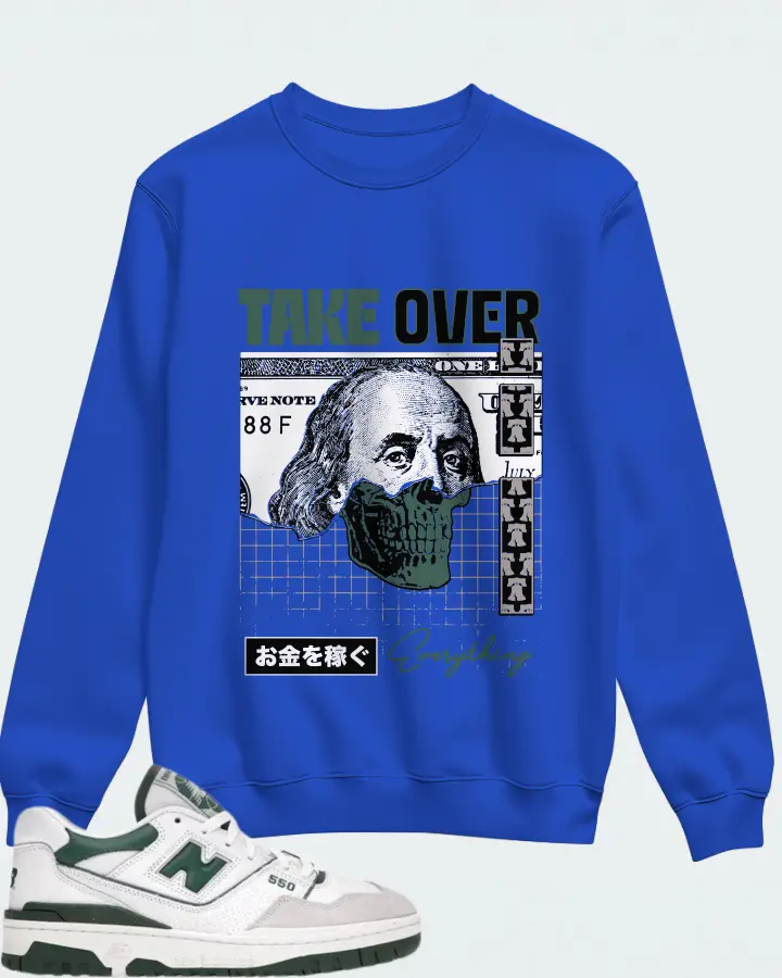 New Balance 550 Sneaker Matching Royal Blue Sweatshirt - Take Over