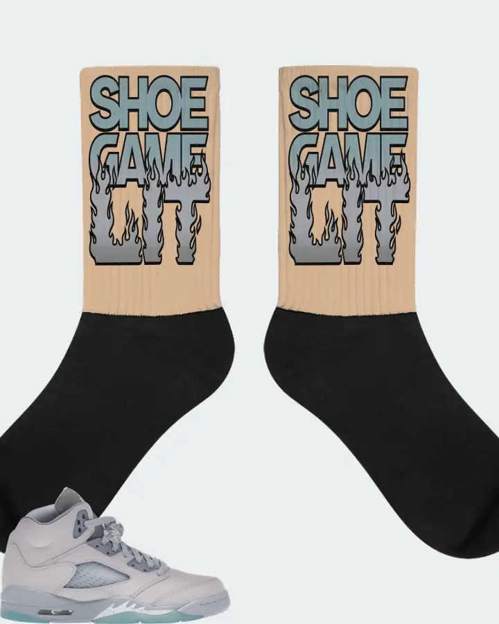 Jordan 5 Retro Sneaker Matching Cream Socks - Shoe Game Lit Refreshed