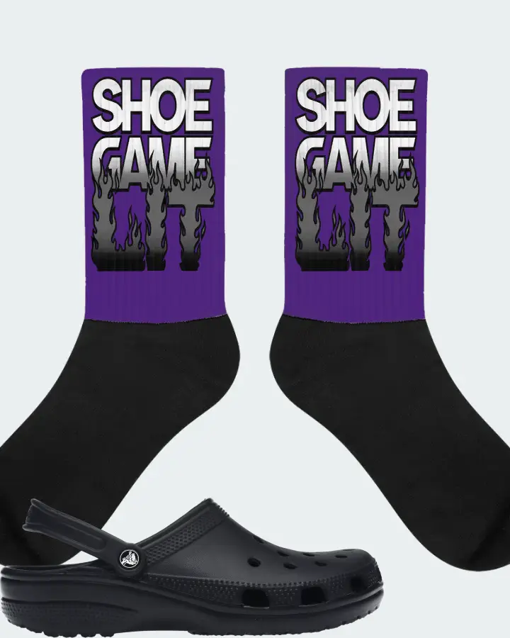 Crocs Classic Clog Sneaker Matching Purple Socks - Shoe Game Lit Refreshed