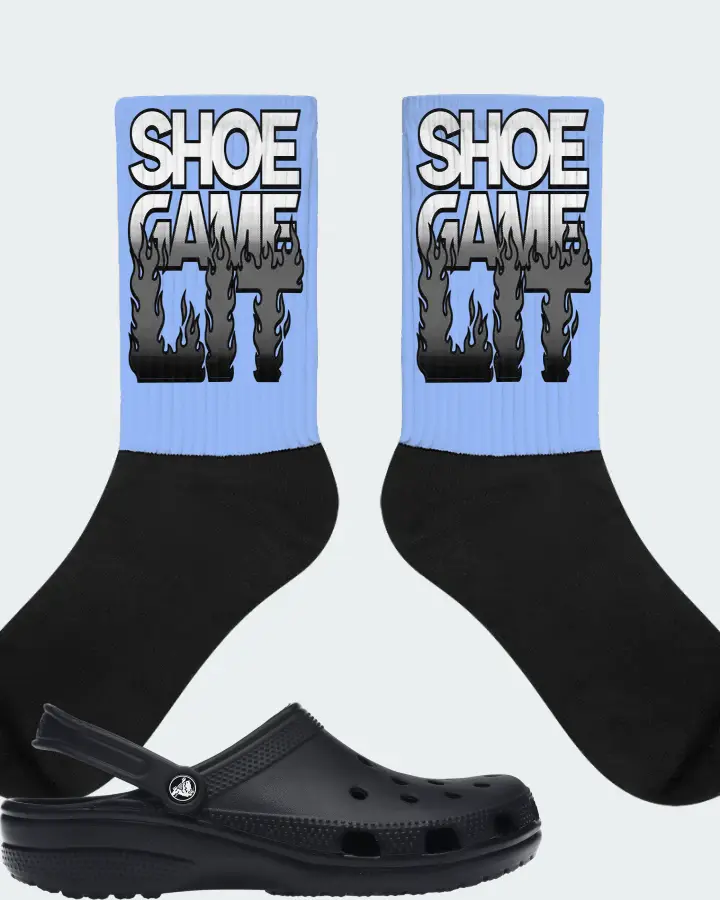 Crocs Classic Clog Sneaker Matching Carolina Blue Socks - Shoe Game Lit Refreshed