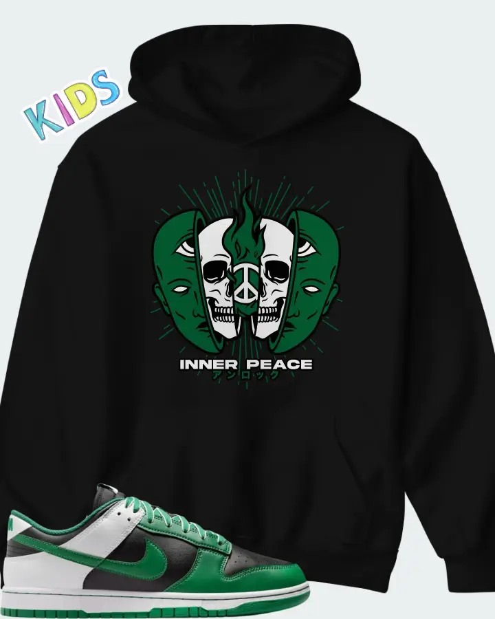 Nike Dunk Low Retro Black White Clover Matching Kid's Hoodie