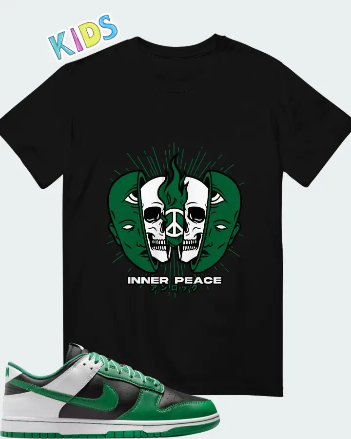 Nike Dunk Low Retro Black White Clover Matching Kid's T-Shirt