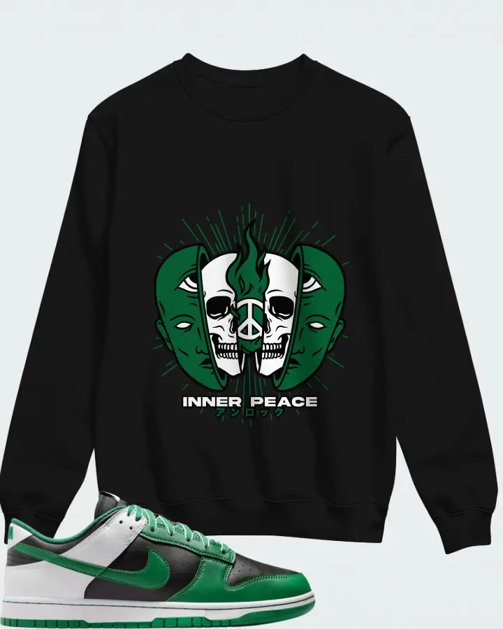 Nike Dunk Low Retro Black White Clover Matching Sweatshirt