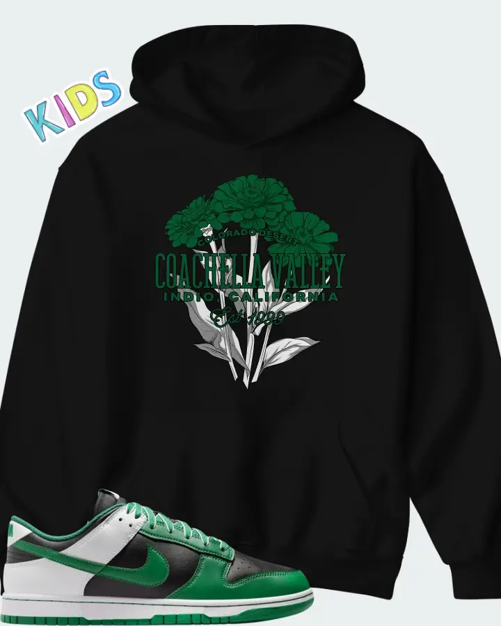 Nike Dunk Low Retro Black White Clover Matching Kid's Hoodie