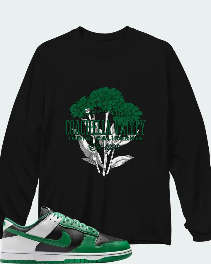 Nike Dunk Low Retro Black White Clover Matching Long Sleeve T-Shirt