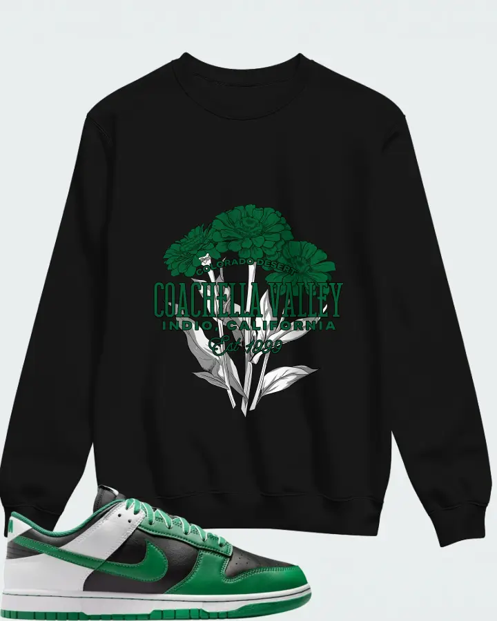 Nike Dunk Low Retro Black White Clover Matching Sweatshirt