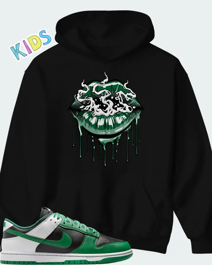 Nike Dunk Low Retro Black White Clover Matching Kid's Hoodie