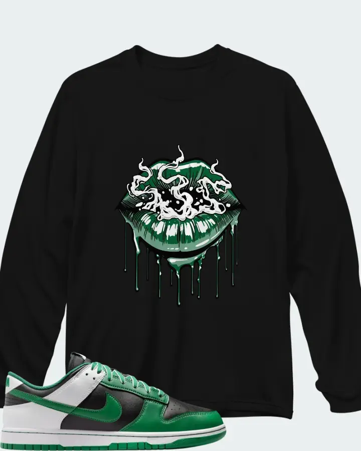 Nike Dunk Low Retro Black White Clover Matching Long Sleeve T-Shirt