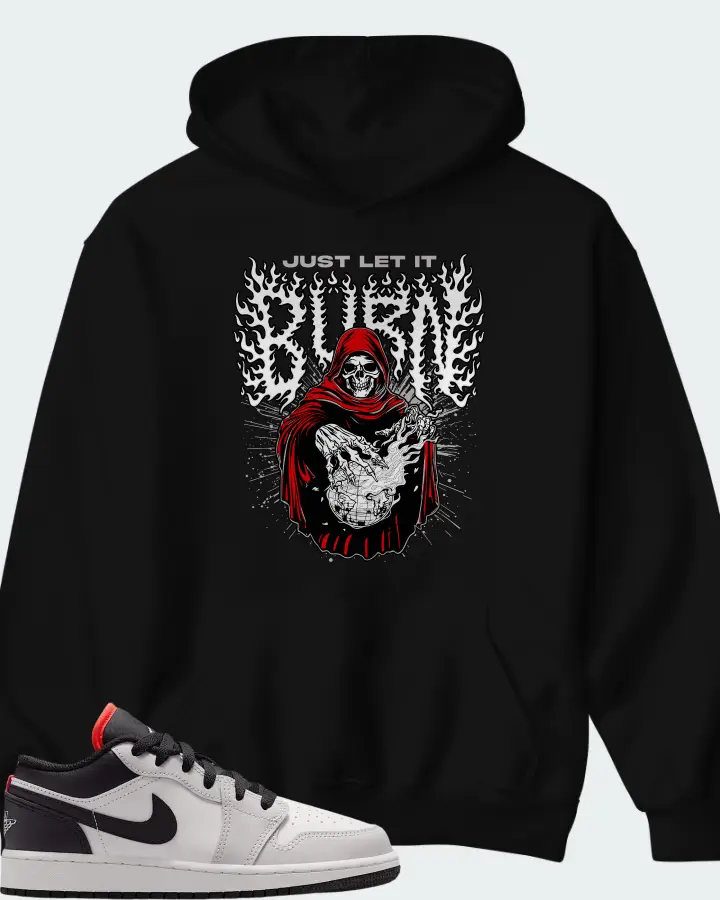 Air Jordan 1 Low Black Summit White Matching Hoodie