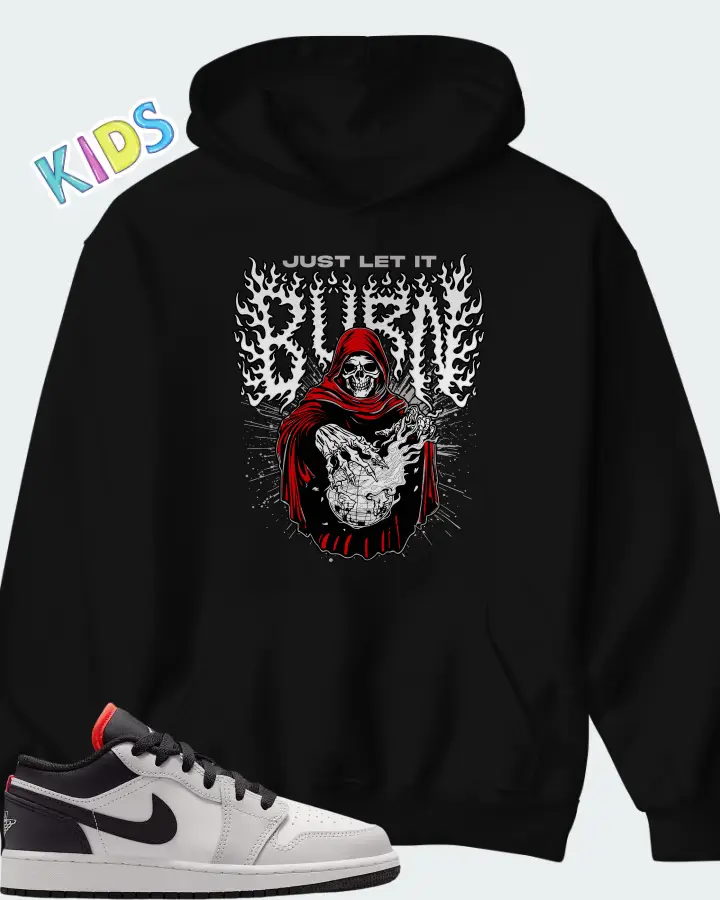 Air Jordan 1 Low Black Summit White Matching Kid's Hoodie
