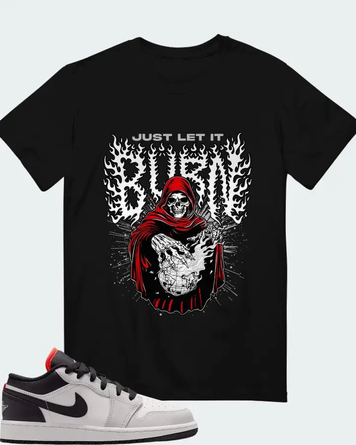 Air Jordan 1 Low Black Summit White Matching T-Shirt