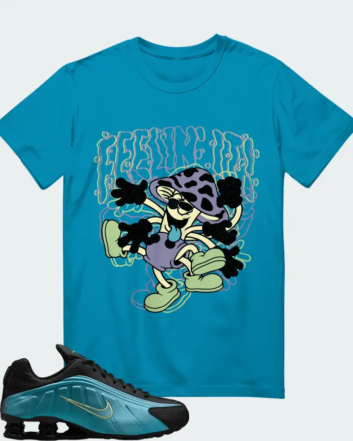 Nike Shox R4 Sapphire Pencil Point Black Matching T-Shirt