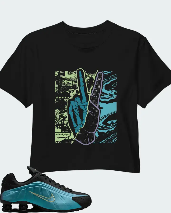 Nike Shox R4 Sapphire Pencil Point Black Matching Crop Top