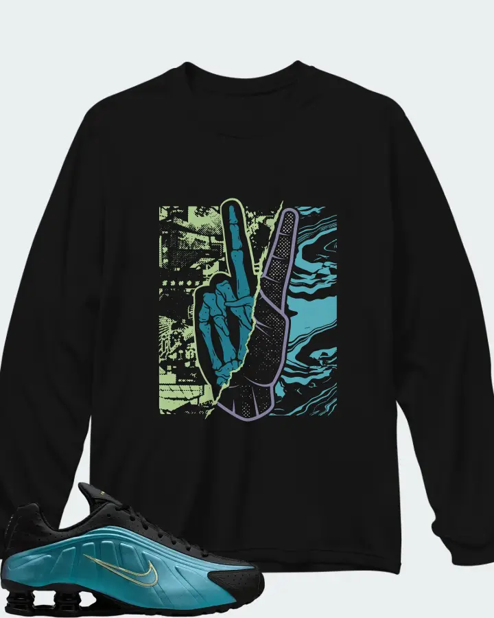 Nike Shox R4 Sapphire Pencil Point Black Matching Long Sleeve T-Shirt
