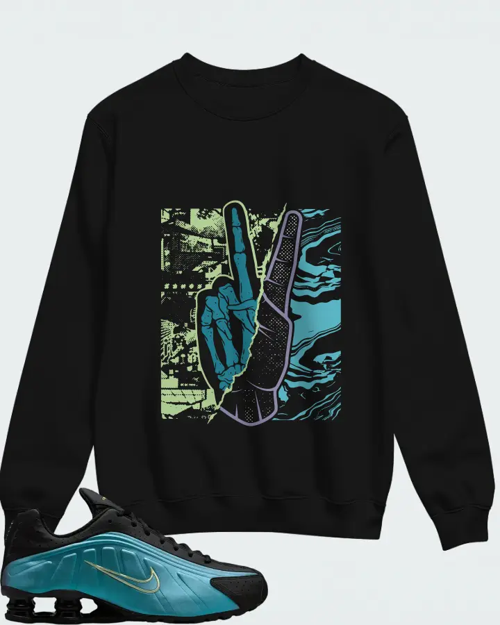 Nike Shox R4 Sapphire Pencil Point Black Matching Sweatshirt