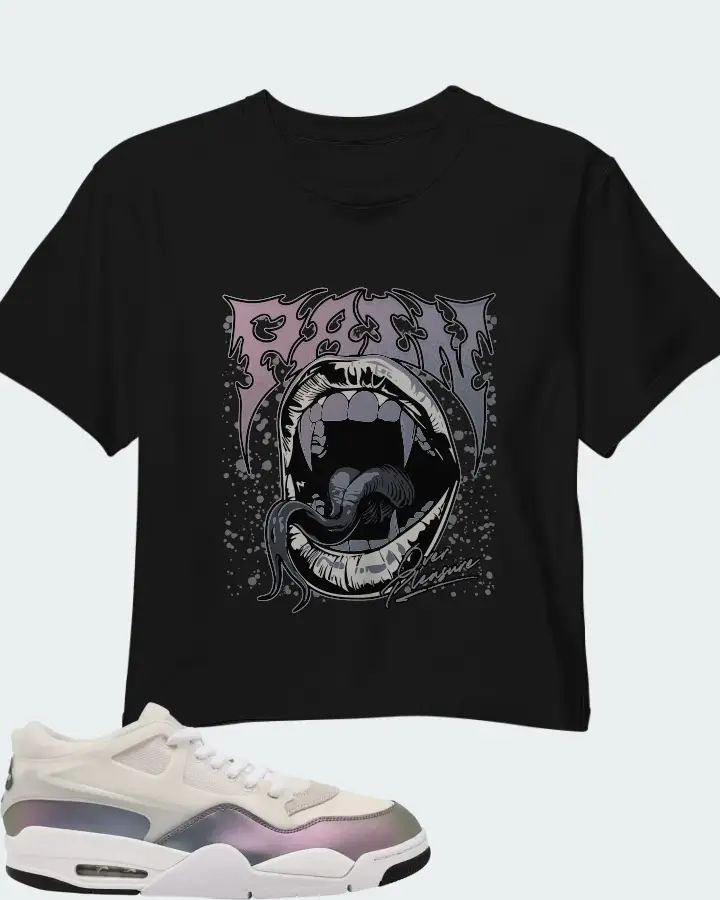 Jordan 4 RM Phantom Black White Matching Crop Top
