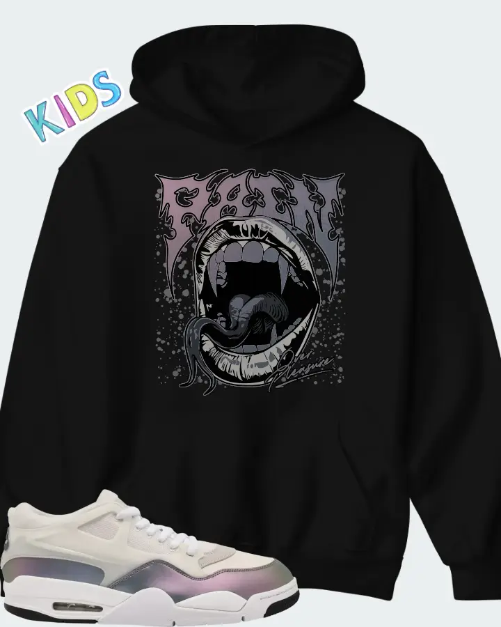 Jordan 4 RM Phantom Black White Matching Kid's Hoodie