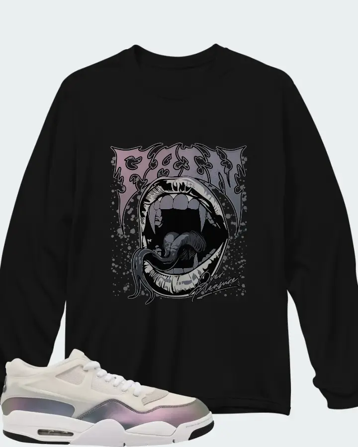 Jordan 4 RM Phantom Black White Matching Long Sleeve T-Shirt