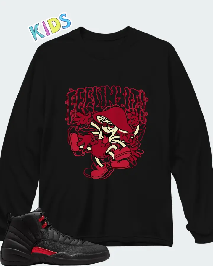 Air Jordan 12 Retro Bloodline Matching Kid's Long Sleeve T-Shirt