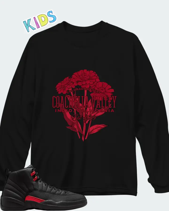 Air Jordan 12 Retro Bloodline Matching Kid's Long Sleeve T-Shirt