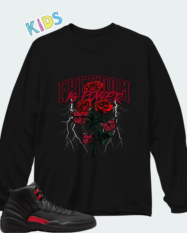 Air Jordan 12 Retro Bloodline Matching Kid's Long Sleeve T-Shirt