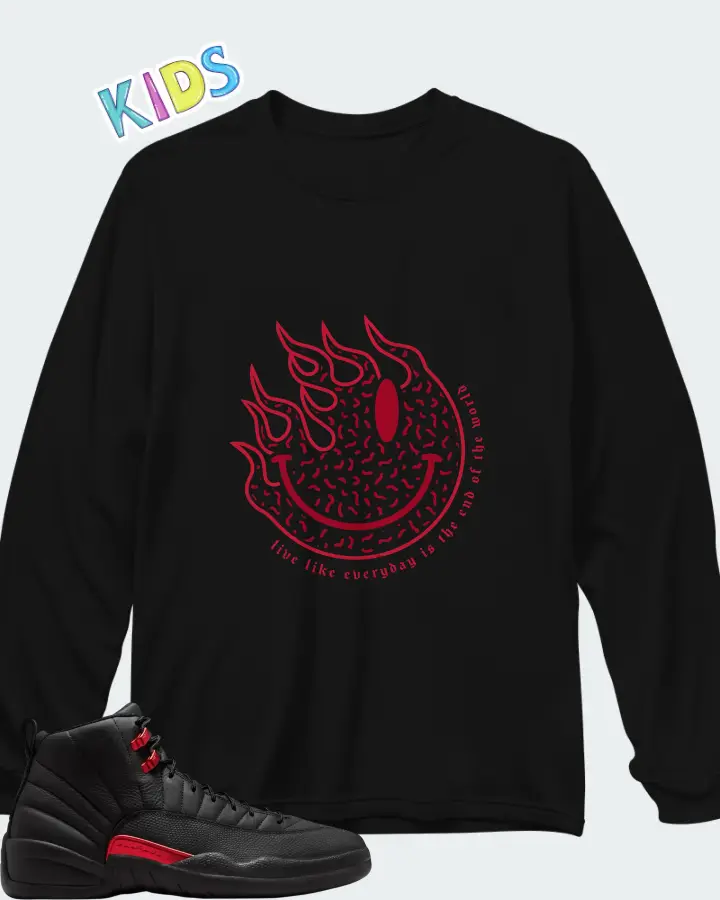 Air Jordan 12 Retro Bloodline Matching Kid's Long Sleeve T-Shirt