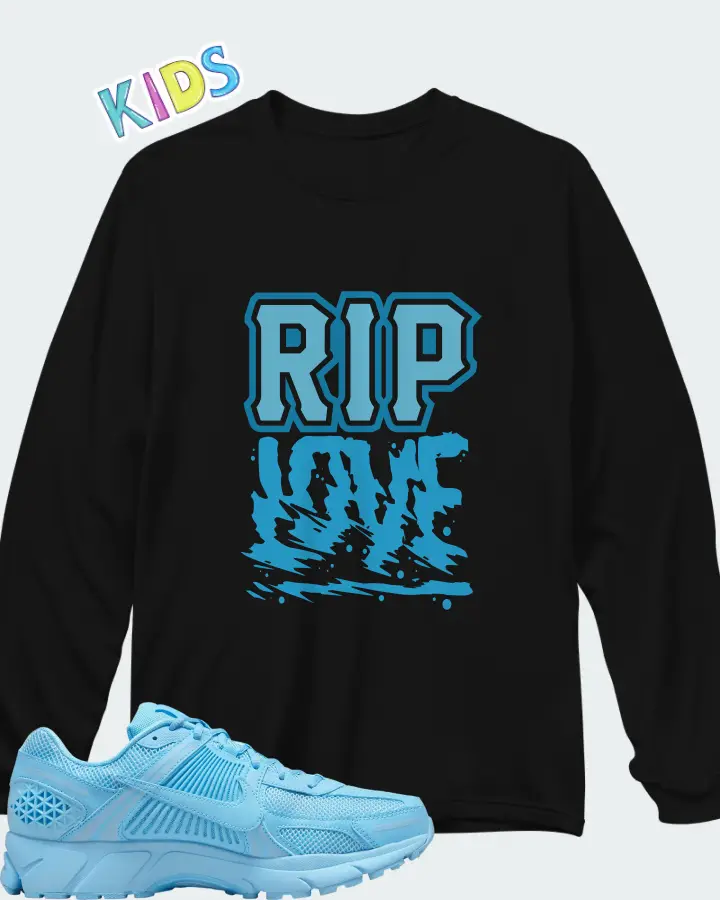 Nike Zoom Vomero 5 Lakeside University Blue Matching Kid's Long Sleeve T-Shirt