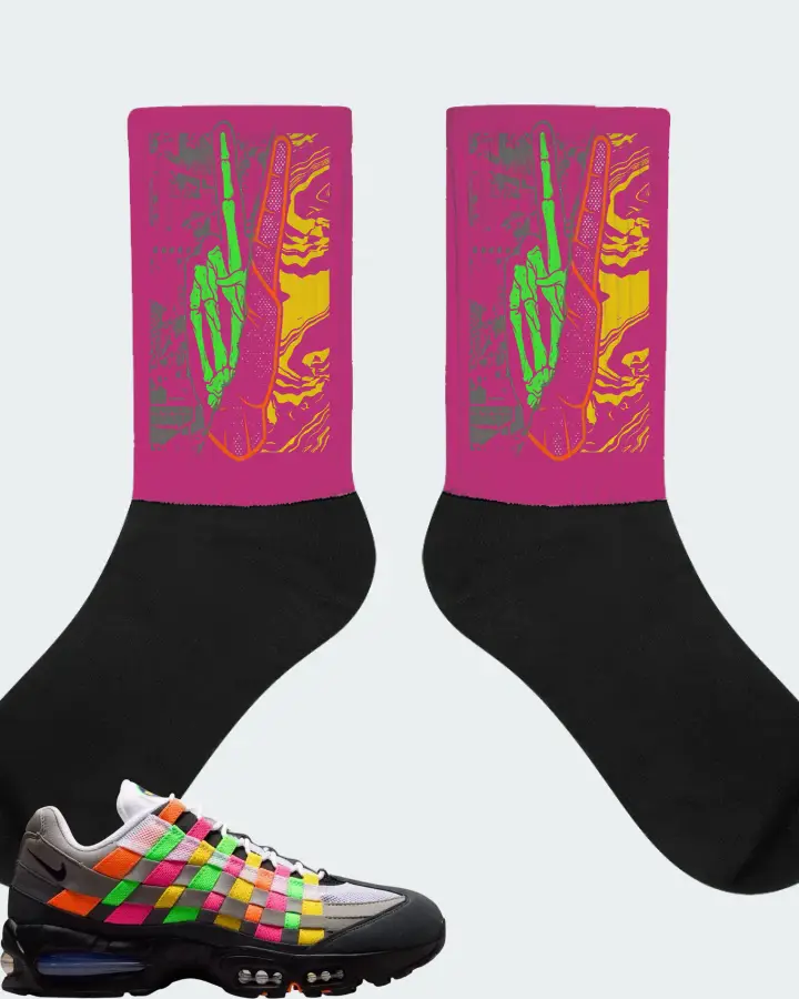 Nike Air Max 95 Woven Multi Sneaker Matching Berry Socks - Peace of mind
