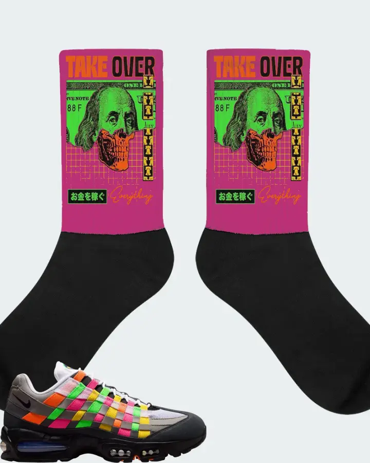 Nike Air Max 95 Woven Multi Sneaker Matching Berry Socks - Take Over